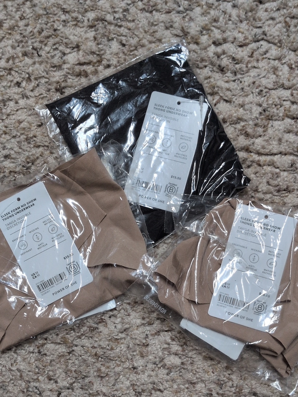 Athleta Sleek Form No Show Thongs - Set Of 3 - M